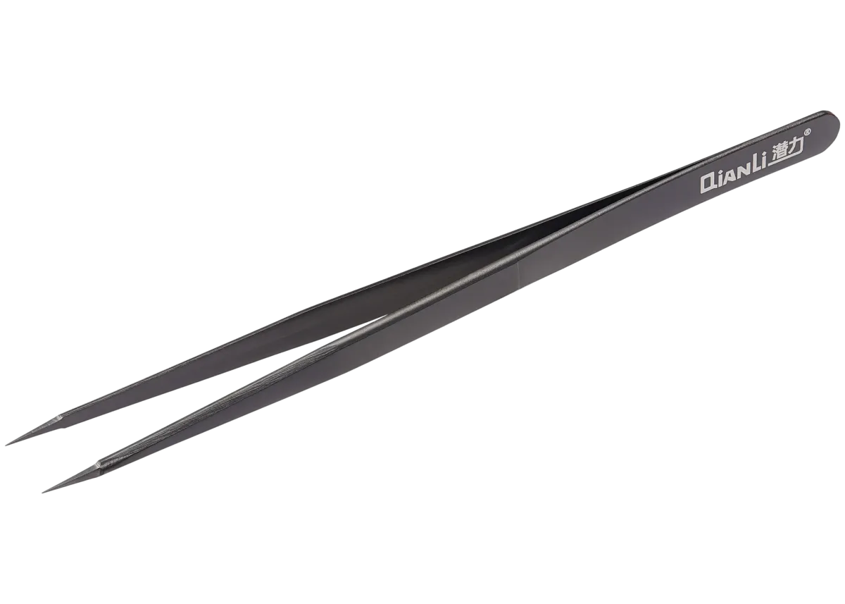 iNeeZy Handmade Non-Magnetic Stainless Tweezers (Black - Thin) (Qianli) - Image 5