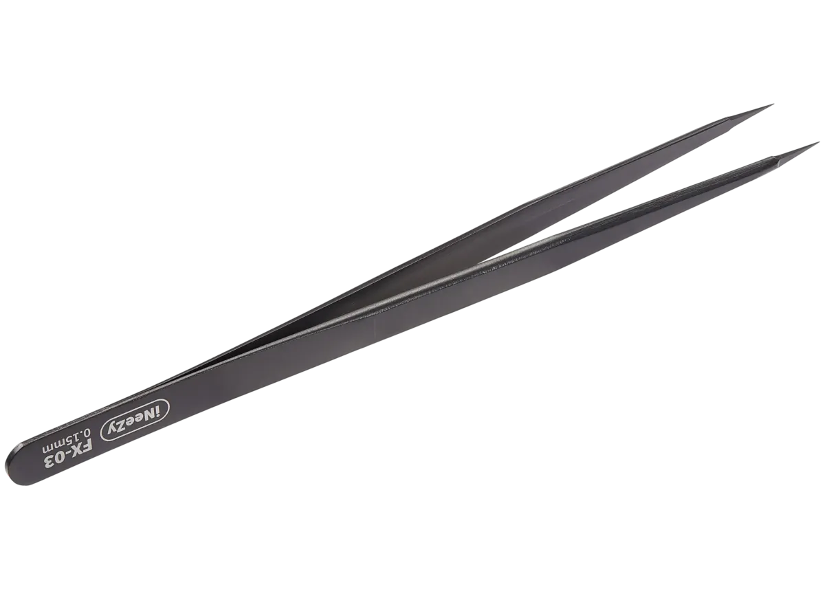 iNeeZy Handmade Non-Magnetic Stainless Tweezers (Black - Thin) (Qianli) - Image 6