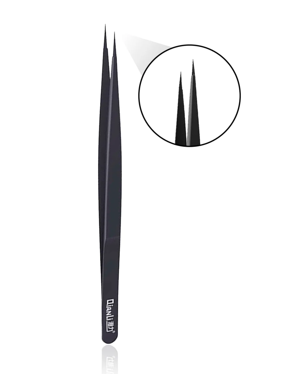 iNeeZy Handmade Non-Magnetic Stainless Tweezers (Qianli) (Black - Wide) - Image 6