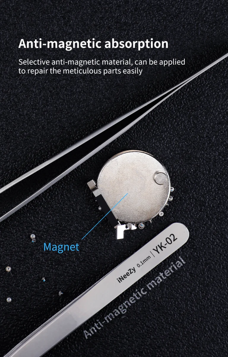 iNeeZy Handmade Non-Magnetic Stainless Tweezers (Silver - Thin) (Qianli) - Image 6