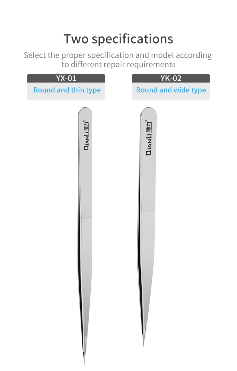 iNeeZy Handmade Non-Magnetic Stainless Tweezers (Silver - Thin) (Qianli) - Image 3