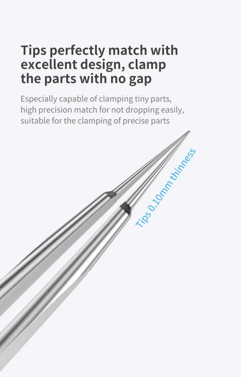 iNeeZy Handmade Non-Magnetic Stainless Tweezers (Silver - Thin) (Qianli) - Image 4