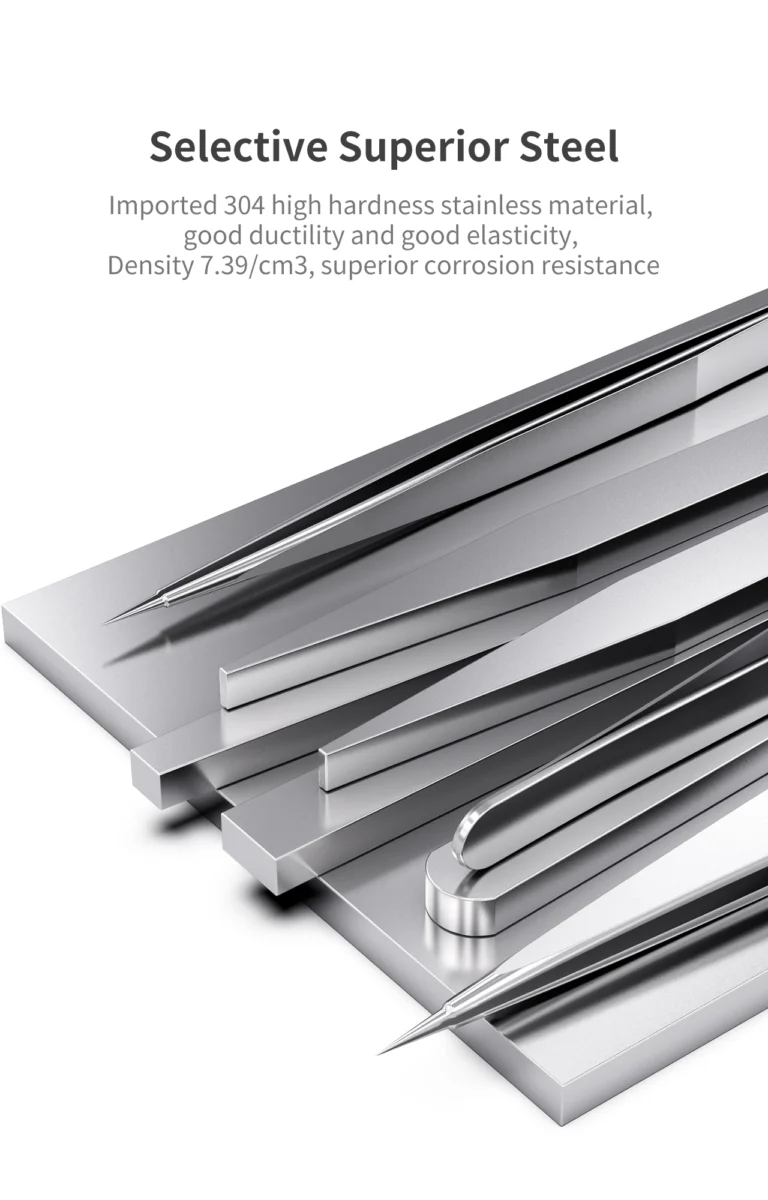 iNeeZy Handmade Non-Magnetic Stainless Tweezers (Silver - Thin) (Qianli) - Image 5